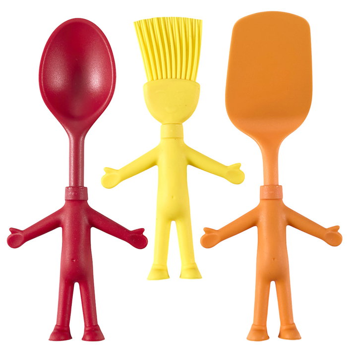 Ludique Utensilio de Cocina con Ventosa, Forma de Hombre, ABS y Hierro, 10x22 cm, Apto Lavavajillas - Cuchara, Espátula o Cepillo