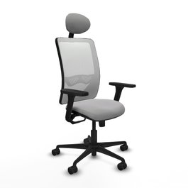 PIQUERAS Y CRESPO Silla de oficina Zulema con mecanismo Sincro, Gris claro y Blanco
