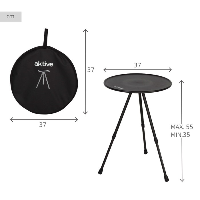 Aktive Mesa plegable camping redonda negra Aktive Mesa plegable camping redonda negra