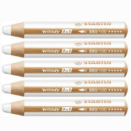 Stabilo Woody 3 en 1 Lápices de Colores Blanco Estuche 5 UD