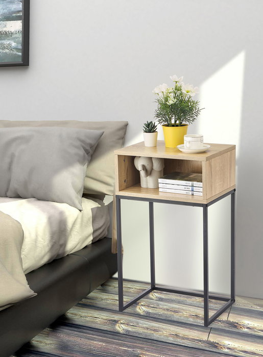 Inde Mesita Auxiliar Met-Madera 40 cm x 30 cm x 68 cm (3 Unidades)