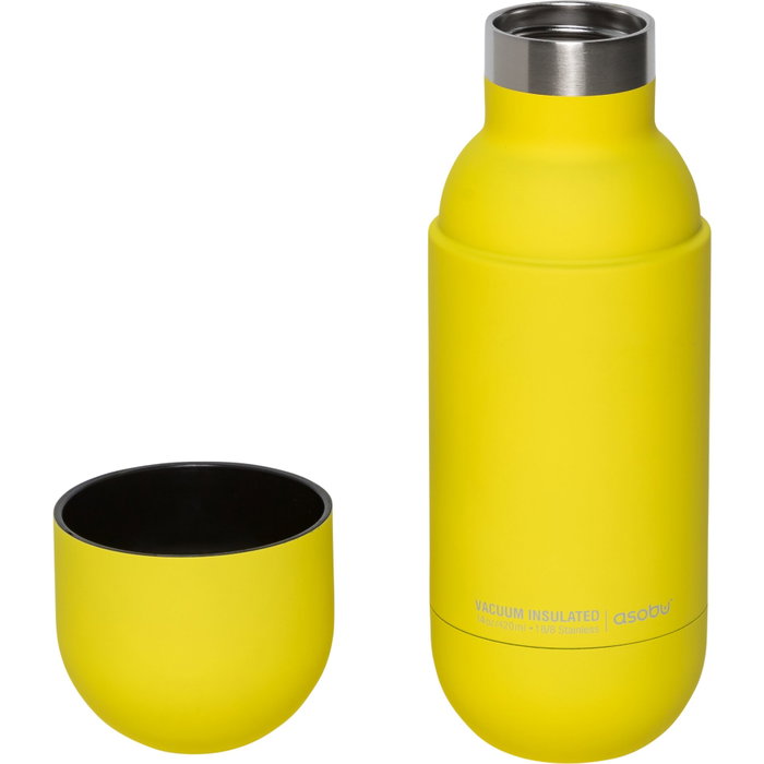 asobu ORB Botella aislante de acero inoxidable con vaso amarillo