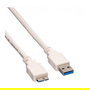 VALUE 11998875 Cable USB A a Micro-USB B, USB 3.2 Gen 1 (3.1 Gen 1), 5 Gbps, Blanco, 2 metros