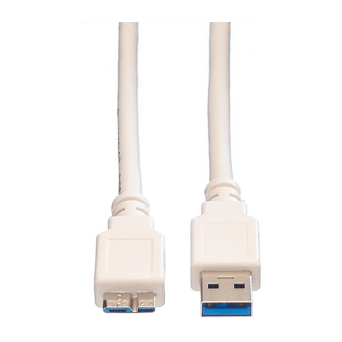 VALUE 11998875 Cable USB A a Micro-USB B, USB 3.2 Gen 1 (3.1 Gen 1), 5 Gbps, Blanco, 2 metros