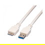 VALUE 11998875 Cable USB A a Micro-USB B, USB 3.2 Gen 1 (3.1 Gen 1), 5 Gbps, Blanco, 2 metros