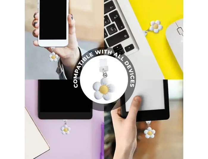 Wondee Colgante charm para móvil Funny Lightning White Flower Wondee Colgante charm para móvil Funny Lightning White Flower