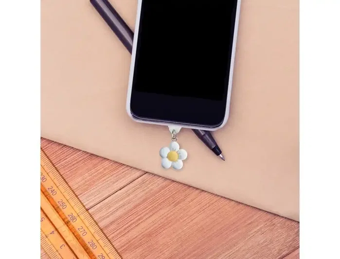 Wondee Colgante charm para móvil Funny Lightning White Flower Wondee Colgante charm para móvil Funny Lightning White Flower