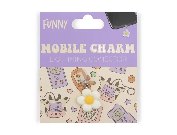 Wondee Colgante charm para móvil Funny Lightning White Flower Wondee Colgante charm para móvil Funny Lightning White Flower