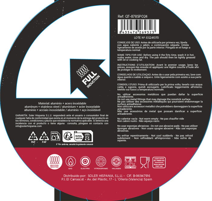 Quttin Sartén 24 cm Aluminio Forjado Inducción Full Spiral (4 Unidades)