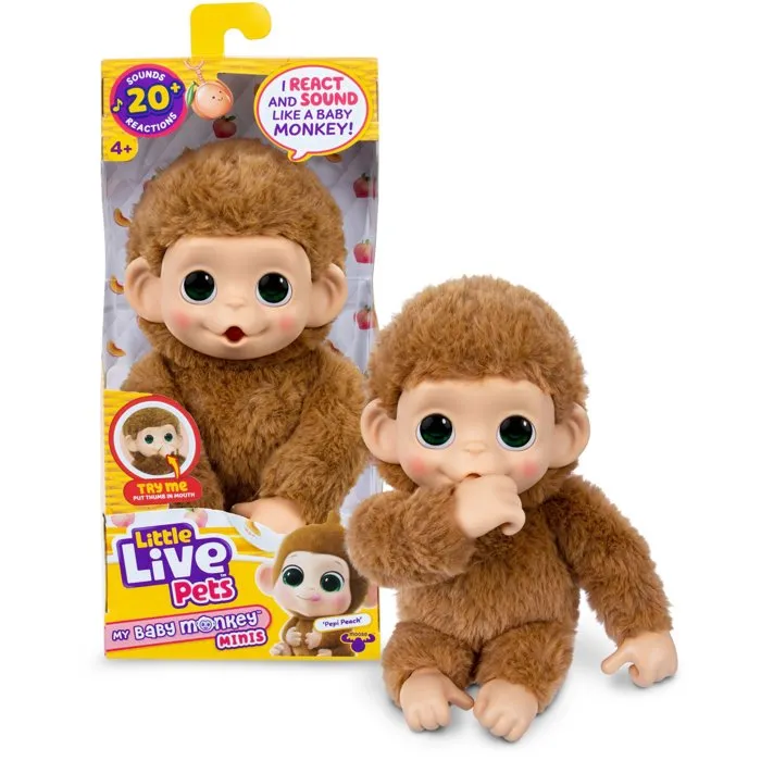 Little Live Pets Peluche Mi Mini Mono Bebé - Caramelo - Juguete para Mayores de 4 Años