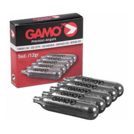 Gamo Carga de CO2 12g para Pistola de Aire, Cartuchos de Acero Estirado, Medidas Ø18.6x83mm, Caja con 5 Unidades