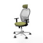 PIQUERAS Y CRESPO Silla de oficina Jorquera con mecanismo Sincro/Traslack, Verde oliva y Blanco
