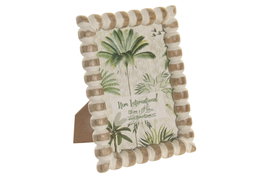 DKD Home Decor Marco de Fotos de Mango y Cristal 13x18 Blanco Rozado Natural