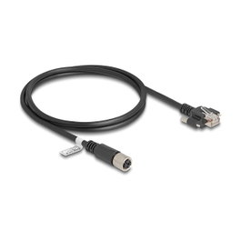 DeLOCK Cable M12 X-codificado 8 pines hembra a RJ45 macho 1 m Negro