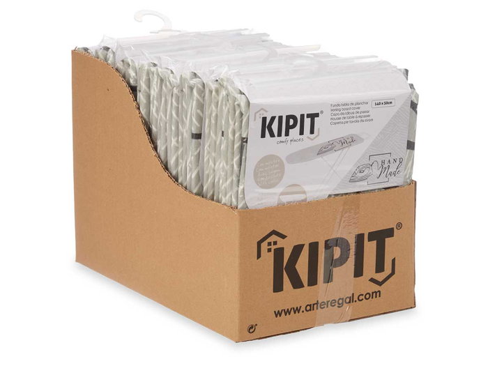 Kipit Funda para Tabla de Planchar con Muerpón Gris Estampado Ajustable 140x50 cm Algodón y Poliéster (Set de 8)