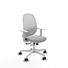 PIQUERAS Y CRESPO Silla de oficina Cilanco con mecanismo Sincro/Traslack, gris claro y blanco