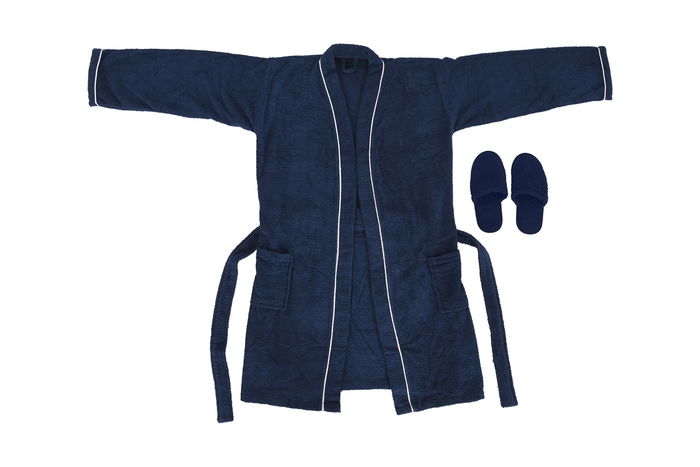 DKD Home Decor Albornoz Basicos 1 x 120 x 63 cm Set de 2 Azul Algodon Hombre