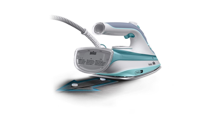 Braun Plancha a Vapor TexStyle 3 SI 5017 GR con Suela de Cerámica, 2700 W, Vapor Continuo 150 g/min, Gris/Turquesa/Blanco
