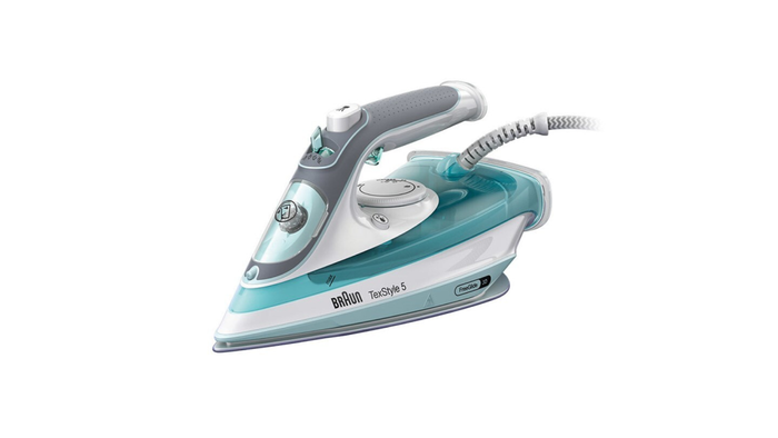 Braun Plancha a Vapor TexStyle 3 SI 5017 GR con Suela de Cerámica, 2700 W, Vapor Continuo 150 g/min, Gris/Turquesa/Blanco