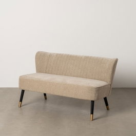 Ixia Sofá Beige de Tejido y Madera 134 x 70 x 74 cm