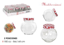 Mediterraneo Tarrito Vidrio 2 Posiciones 180 cc 8x6.1x8 cm (60 Unidades)
