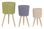 DKD Home Decor Set de 3 Maceteros de Fibra Trenzada y Madera