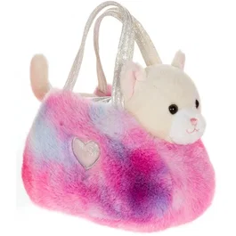 Gipsy Toys Bolso de peluche con forma de gato - Beige / Blanco
