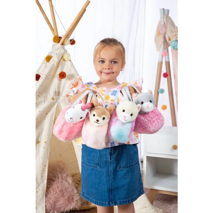 Gipsy Toys Bolso de peluche con forma de gato - Beige / Blanco