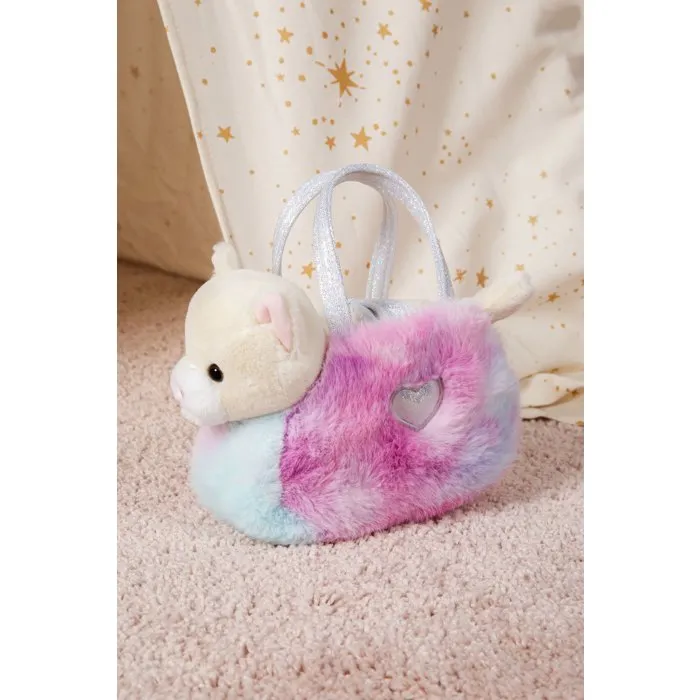 Gipsy Toys Bolso de peluche con forma de gato - Beige / Blanco