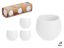 Ibergarden Set 3 Macetas Reserva Agua 6 cm Blanca 130 ml Plástico PP (25.5x7.5x8 cm) (Set de 8)