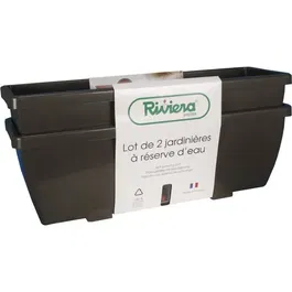 Riviera RIV3580796587765 Jardinera Eva Juego de 2 Maceteros Plástico Gris 57 cm