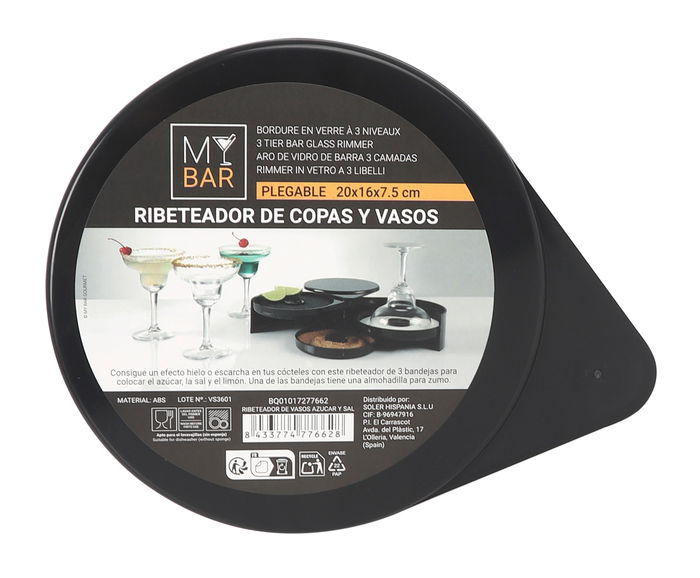 My Bar Ribeteador De Vasos Azucar Y Sal 16 cm Ancho x 7.5 cm Alto x 20 cm Largo (12 Unidades)