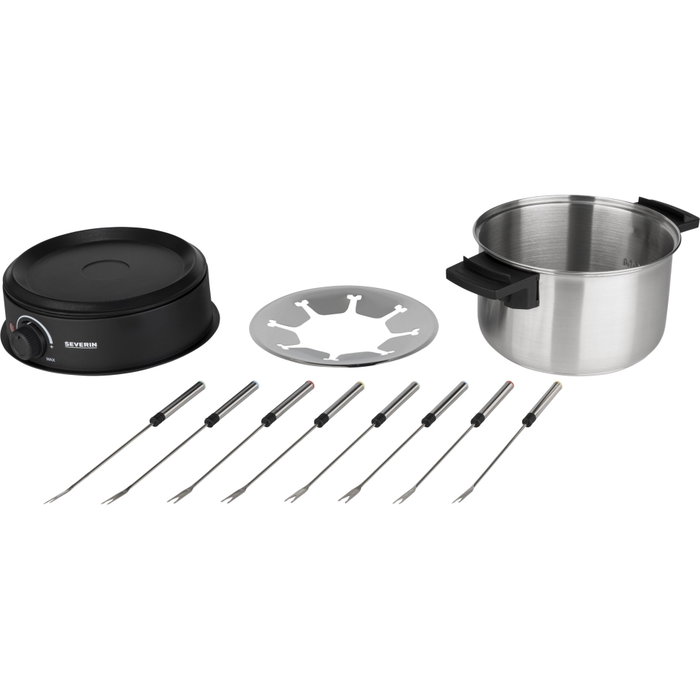 Severin Set de Fondue FO 2470, 1,4 litros, acero inoxidable, negro