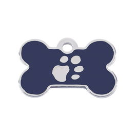 Placa identificativa para collar Imarc Bone Azul Plata