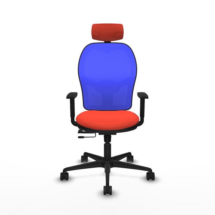 PIQUERAS Y CRESPO Silla de oficina Jorquera con mecanismo Sincro/Traslack, Tela Naranja oscuro y Malla Azul PIQUERAS Y CRESPO Silla de oficina Jorquera con mecanismo Sincro/Traslack, Tela Naranja oscuro y Malla Azul