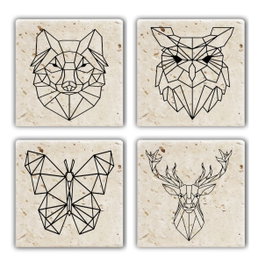 Hermia TBA7436502835841 Felpudo de Cristal 100% Piedra Natural Juego de 4 Piezas 10x10x1 cm