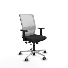 PIQUERAS Y CRESPO Silla de oficina Haches con mecanismo Sincro/Traslack, Negro y Blanco