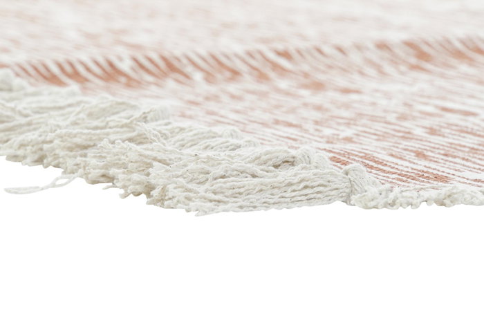 DKD Home Decor Alfombra de Algodón con Flecos Naranja y Beige 120x180 cm