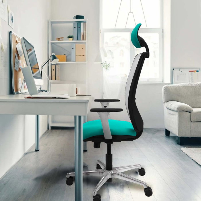 PIQUERAS Y CRESPO Silla de oficina Zulema con mecanismo Sincro, Azul y Gris PIQUERAS Y CRESPO Silla de oficina Zulema con mecanismo Sincro, Azul y Gris
