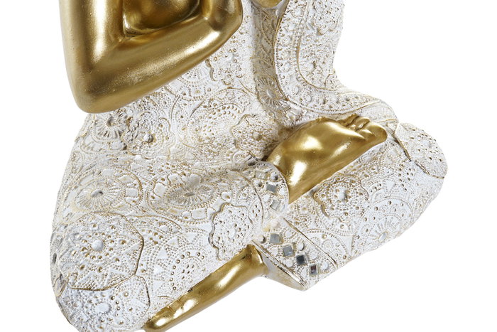 DKD Home Decor Figura de Buda en Resina Dorada