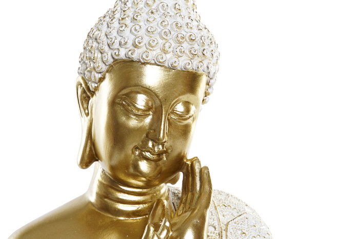 DKD Home Decor Figura de Buda en Resina Dorada