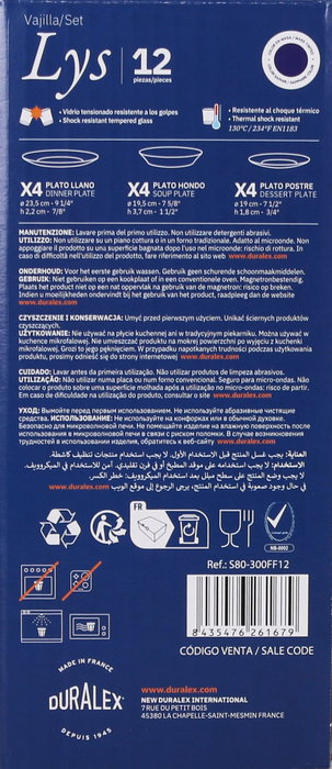 Duralex Vajilla Saphir 12 Piezas (2 Unidades)