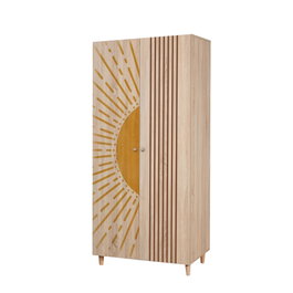 Hanah Home Lidya 2 -971 Armario con tiradores de madera maciza y patas de carpe, color Sonomo, 90x192x52 cm