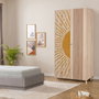 Hanah Home Lidya 2 -971 Armario con tiradores de madera maciza y patas de carpe, color Sonomo, 90x192x52 cm