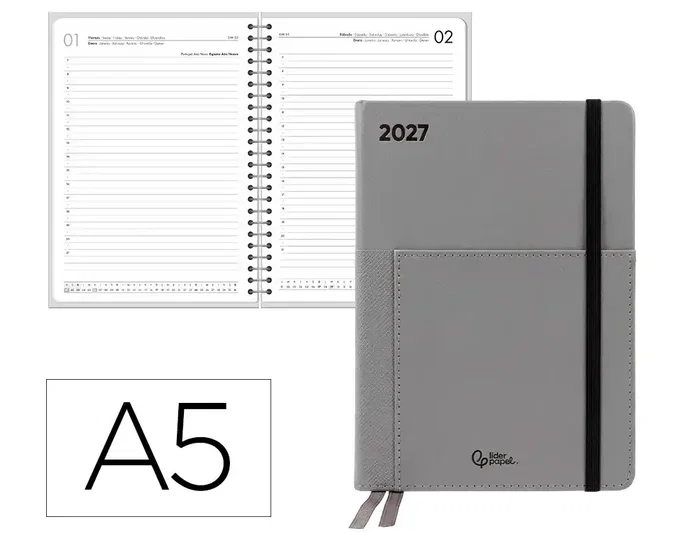 Liderpapel Agenda Naxos 2027 Día Página A5 Gris Liderpapel Agenda Naxos 2027 Día Página A5 Gris