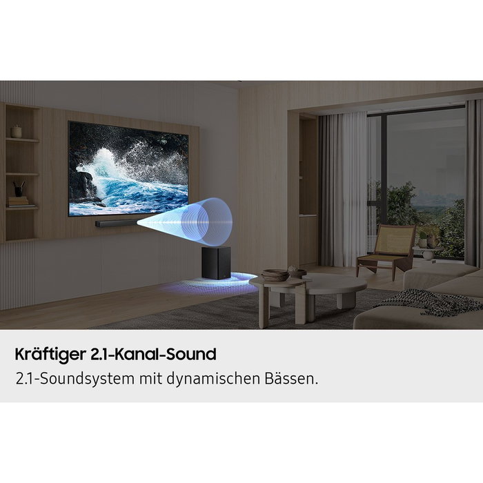 Samsung Barra de Sonido HW-B460GF, 2.1 Canales, DTS Virtual:X, Dolby Audio, Subwoofer Inalámbrico, Negro