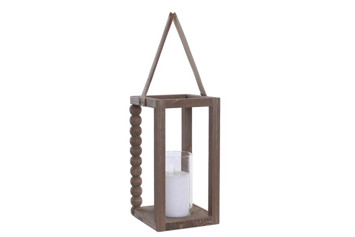 DKD Home Decor Portavelas de Madera y Cristal Marrón
