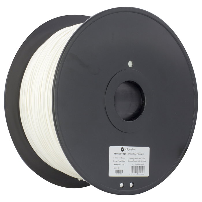 Polmask Filamento PLA 1.75mm Tough, Color Blanco, Carrete de 0.75 kg