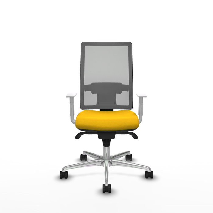 PIQUERAS Y CRESPO Silla de oficina Horna con mecanismo Sincro, asiento amarillo y respaldo gris
