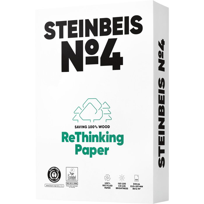 Steinbeis Papel de Fotocopiadora No.4 A4 80g 500 Hojas 100% Reciclado